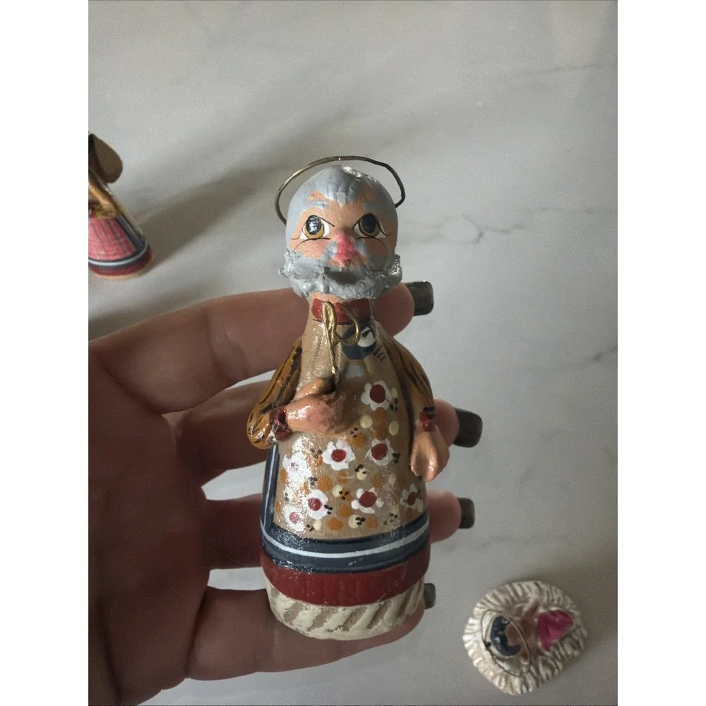 Vintage Mexican Folk Art Nativity Set 9 Pc Hand Painted Pottery Christmas